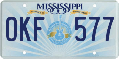 MS license plate OKF577