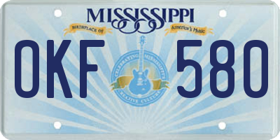 MS license plate OKF580