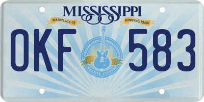 MS license plate OKF583