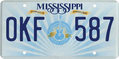 MS license plate OKF587