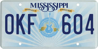 MS license plate OKF604
