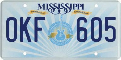 MS license plate OKF605