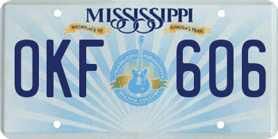 MS license plate OKF606