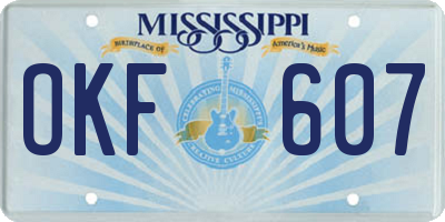 MS license plate OKF607