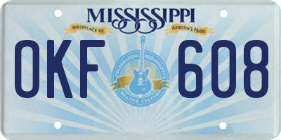 MS license plate OKF608