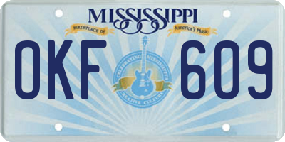 MS license plate OKF609