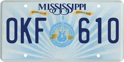 MS license plate OKF610