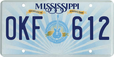 MS license plate OKF612