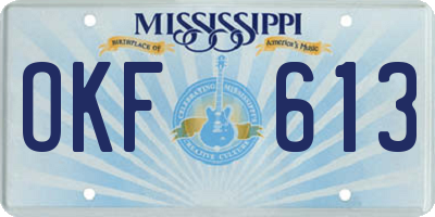 MS license plate OKF613