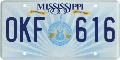 MS license plate OKF616
