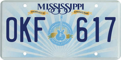 MS license plate OKF617