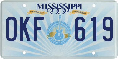 MS license plate OKF619