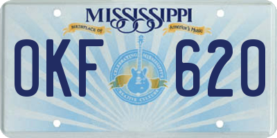 MS license plate OKF620