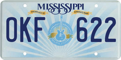 MS license plate OKF622