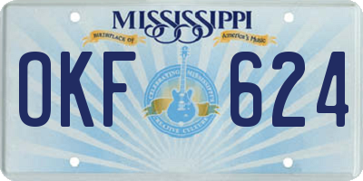 MS license plate OKF624