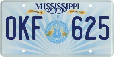 MS license plate OKF625