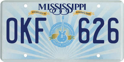 MS license plate OKF626