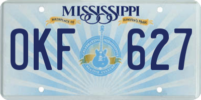 MS license plate OKF627