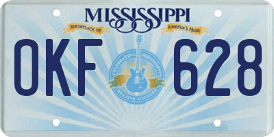 MS license plate OKF628