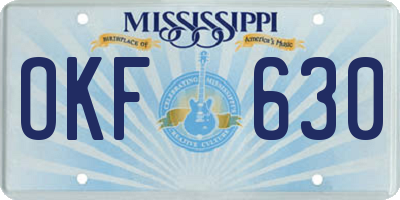 MS license plate OKF630