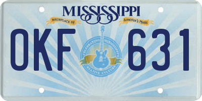 MS license plate OKF631