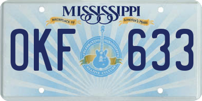 MS license plate OKF633