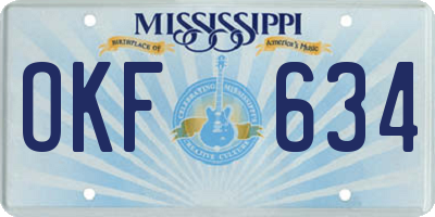 MS license plate OKF634