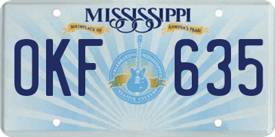 MS license plate OKF635