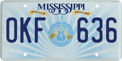MS license plate OKF636