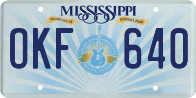 MS license plate OKF640