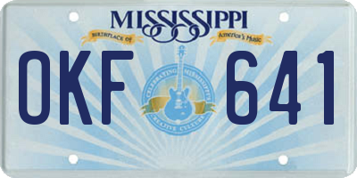 MS license plate OKF641