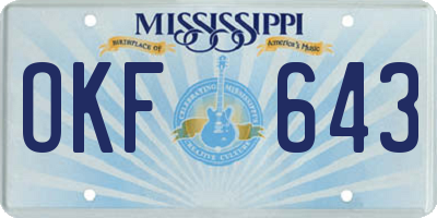 MS license plate OKF643