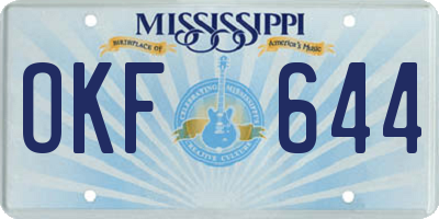 MS license plate OKF644