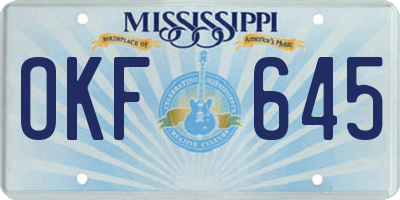 MS license plate OKF645