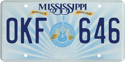 MS license plate OKF646