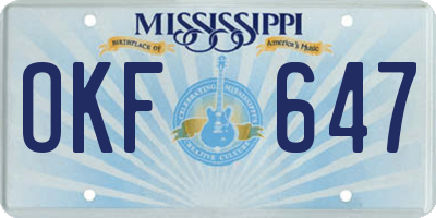 MS license plate OKF647