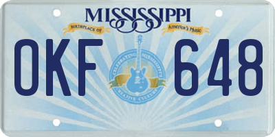 MS license plate OKF648