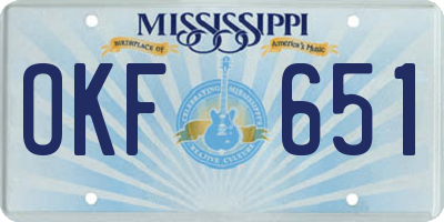 MS license plate OKF651