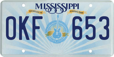 MS license plate OKF653