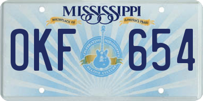 MS license plate OKF654