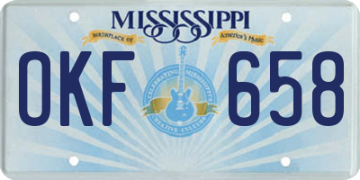 MS license plate OKF658