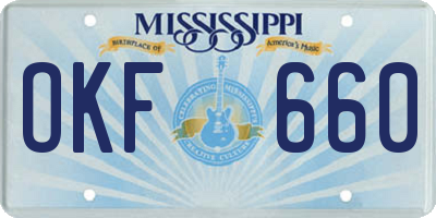 MS license plate OKF660