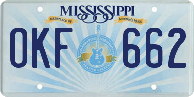 MS license plate OKF662