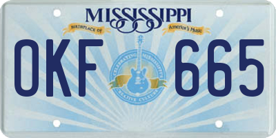 MS license plate OKF665