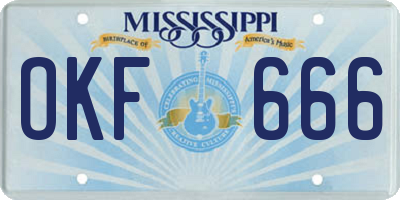 MS license plate OKF666