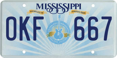 MS license plate OKF667