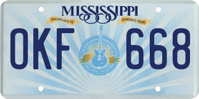 MS license plate OKF668