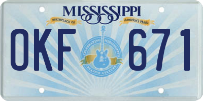 MS license plate OKF671