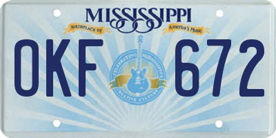 MS license plate OKF672
