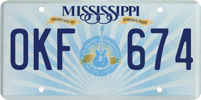 MS license plate OKF674